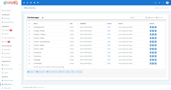 S creenshot of the amplifyOMS forms summary container