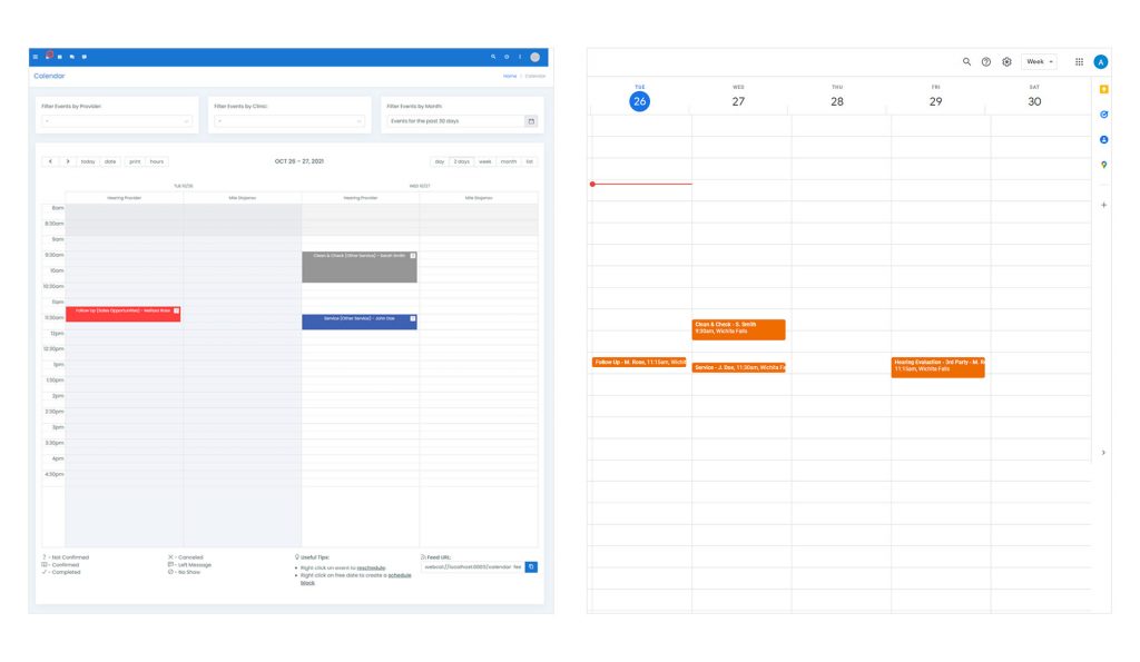 Google Calendar Sync Audiology OMS Office Management Software