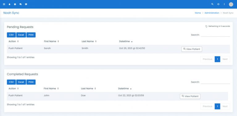 a screenshot of the amplifyOMS HIMSA sync module