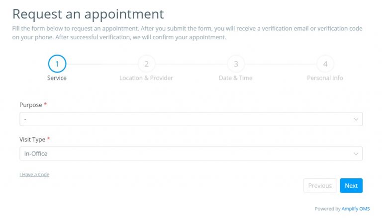 A screenshot of the amplifyOMS booking tool.