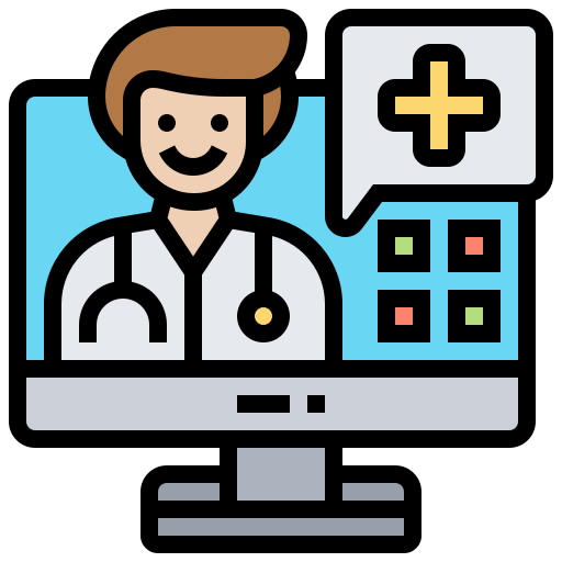a cartoon image of a provider in an digital appointment
