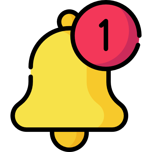 a cartoon image of a bell with the number one on it.